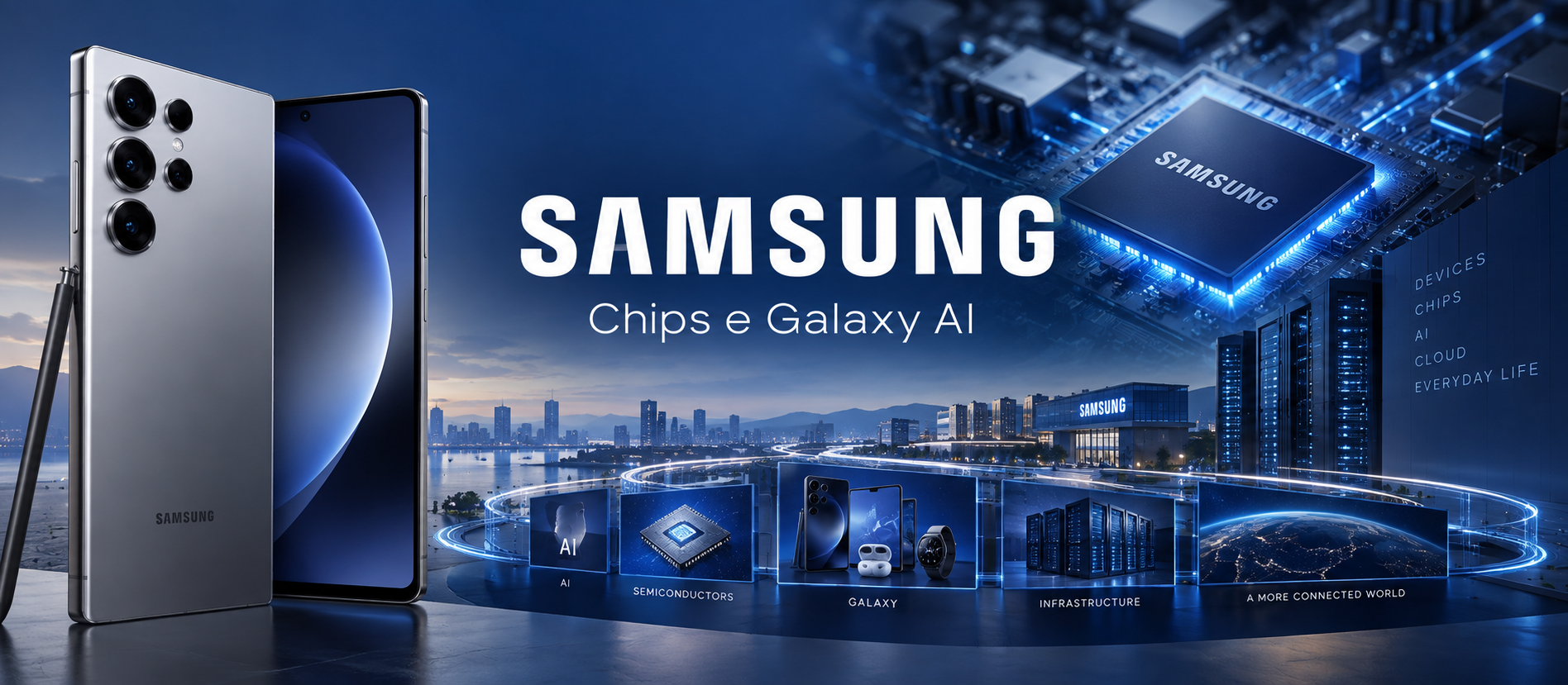 Samsung em 2026: chips, Galaxy AI e a vantagem de estar dos dois lados da tecnologia
